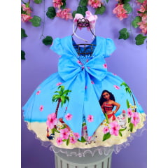 Vestido Infantil Moana na Praia Azul Festas