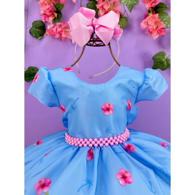 Vestido Infantil Moana na Praia Azul Festas