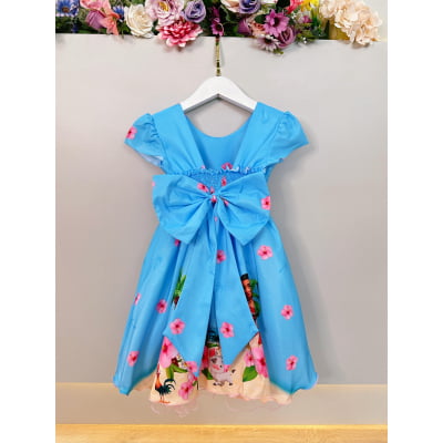 Vestido Infantil Moana na Praia Azul Festas