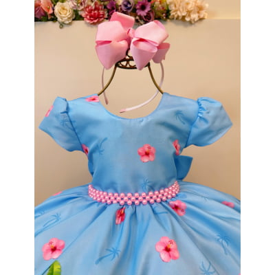 Vestido Infantil Moana na Praia Azul Festas