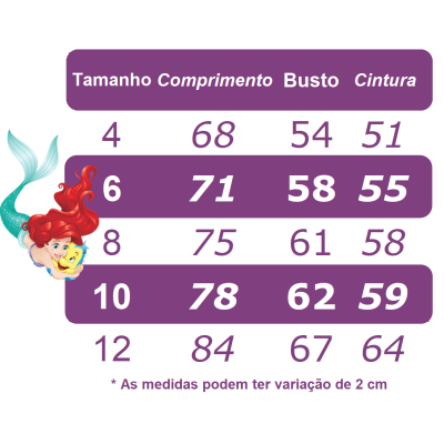 Vestido Infantil Pequena Sereia Ariel C/ Laço de Cabelo