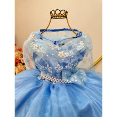 Vestido Infantil Princesas Frozen Elsa C/ Capa Luxo Festas