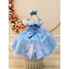 Vestido Infantil Princesas Frozen Elsa C/ Capa Luxo Festas