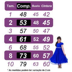 Vestido Infantil Princesas Jardim Encantado Azul Super Luxo