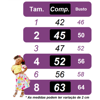 Vestido Infantil Trapézio da Branca de Neve Manga Flu-Flu