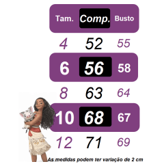 Vestido Infantil Trapézio da Moana Azul Manga Flu-Flu