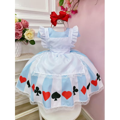 Vestido Infantil Alice no Pais das Maravilhas Festas Luxo