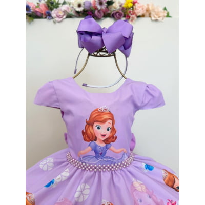 Vestido Infantil Princesa Sôfia C/ Cinto de Pérolas Festas