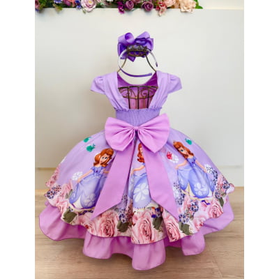 Vestido Infantil Princesa Sôfia C/ Cinto de Pérolas Festas