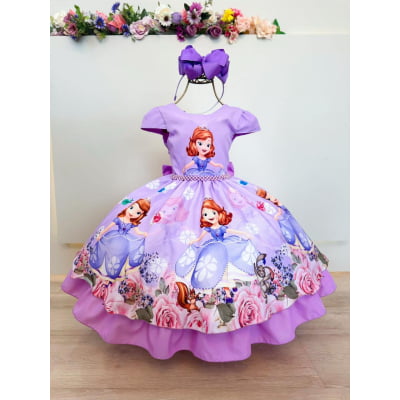 Vestido Infantil Princesa Sôfia C/ Cinto de Pérolas Festas