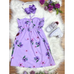 Vestido Infantil Trapézio da Princesa Sofia Azul Manga Flu-Flu