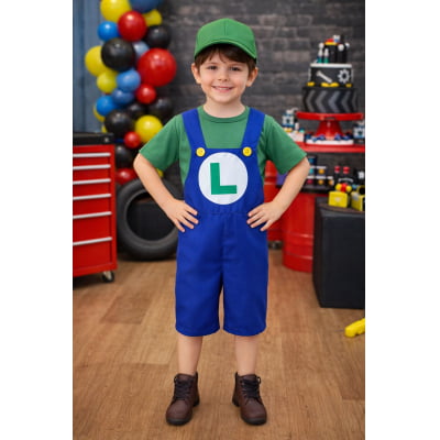 Conjunto Fantasia Infantil Verde e Azul Festas