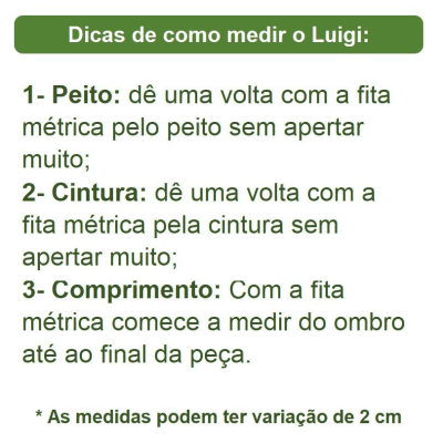 Conjunto Fantasia Infantil Macacão e Camiseta Luigi Verde Azul