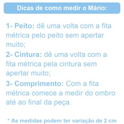 Conjunto Fantasia Infantil Mario Mecânico Vermelha Azul