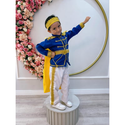 Conjunto Fantasia Príncipe Luxo Azul Royal