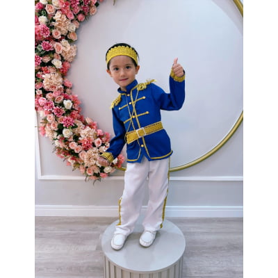 Conjunto Fantasia Príncipe Luxo Azul Royal