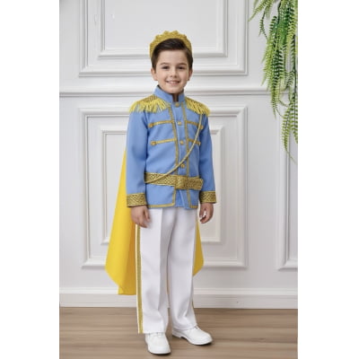 Conjunto Fantasia Príncipe Luxo Azul Claro