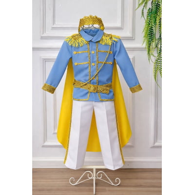 Conjunto Fantasia Príncipe Luxo Azul Claro