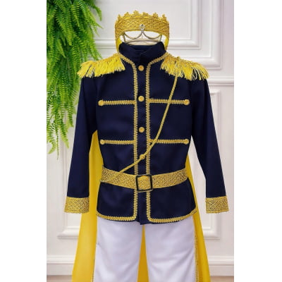 Conjunto Fantasia Príncipe Luxo Azul Marinho Escuro
