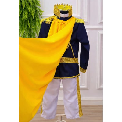 Conjunto Fantasia Príncipe Luxo Azul Marinho Escuro