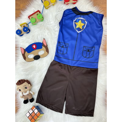 Fantasia Infantil Patrulha Azul Acompanha Máscara