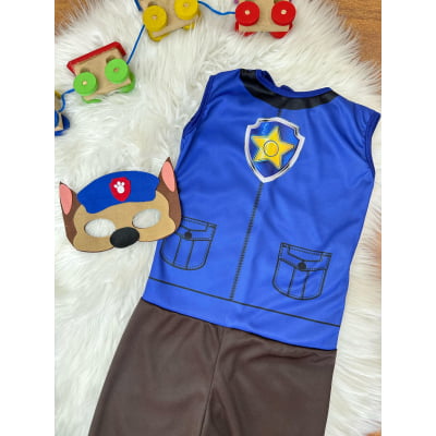 Fantasia Infantil Patrulha Azul Acompanha Máscara