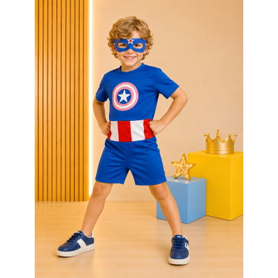 Fantasia Infantil Azul e Vermelha em Helanca e E.V.A.