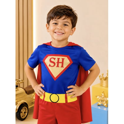 Fantasia Infantil Azul e Vermelha com Capa