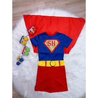 Fantasia Infantil Azul e Vermelha com Capa