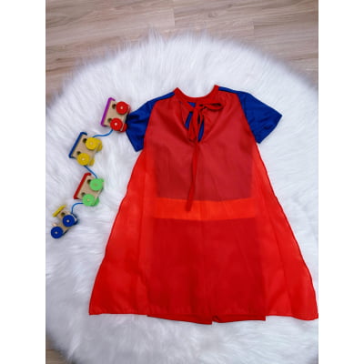 Fantasia Infantil Azul e Vermelha com Capa