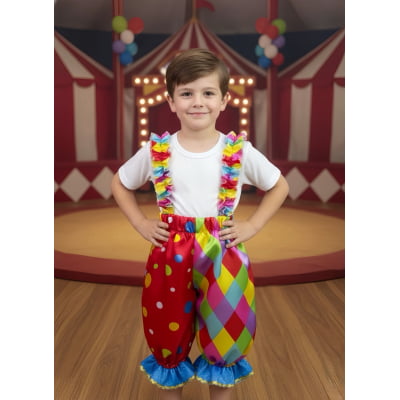 Fantasia Infantil Calção Colorido do Palhaço Festas