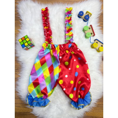 Fantasia Infantil Calção Colorido do Palhaço Festas
