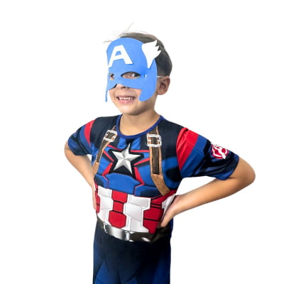 Fantasia Infantil Capitão Azul Acompanha Máscara de E.V.A.
