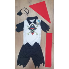 Fantasia Infantil Capitão Pirata C/ Faixa Bandana Tapa Olho