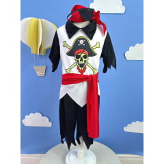 Fantasia Infantil Capitão Pirata C/ Faixa Bandana Tapa Olho