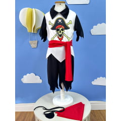 Fantasia Infantil Capitão Pirata C/ Faixa Bandana Tapa Olho