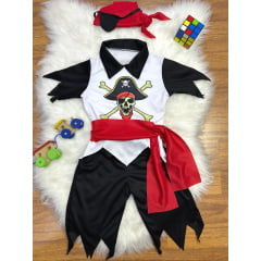 Fantasia Infantil Capitão Pirata C/ Faixa Bandana Tapa Olho