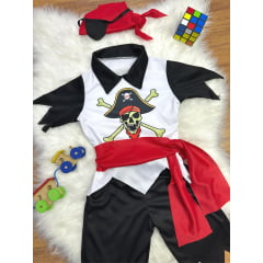 Fantasia Infantil Capitão Pirata C/ Faixa Bandana Tapa Olho