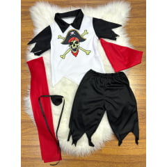 Fantasia Infantil Capitão Pirata C/ Faixa Bandana Tapa Olho