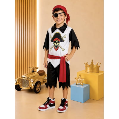 Fantasia Infantil Capitão Pirata C/ Faixa Bandana Tapa Olho Fantasia Infantil Capitão Pirata C/ Faixa Bandana Tapa Olho
