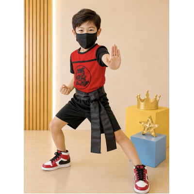 Fantasia Infantil Guerreiro Ninja Samurai C/ Faixa Festas