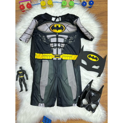 Fantasia Infantil Morcego Bat Preta Acompanha Máscara de E.V.A