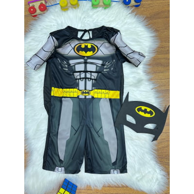 Fantasia Infantil Morcego Bat Preta Acompanha Máscara de E.V.A