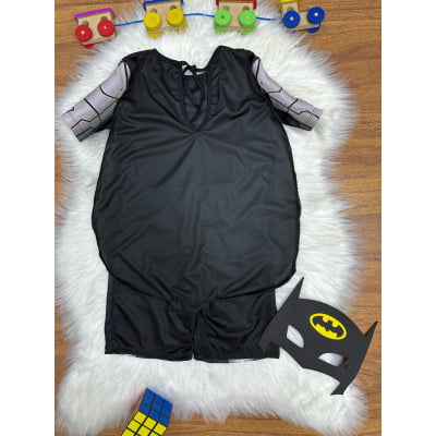 Fantasia Infantil Morcego Bat Preta Acompanha Máscara de E.V.A