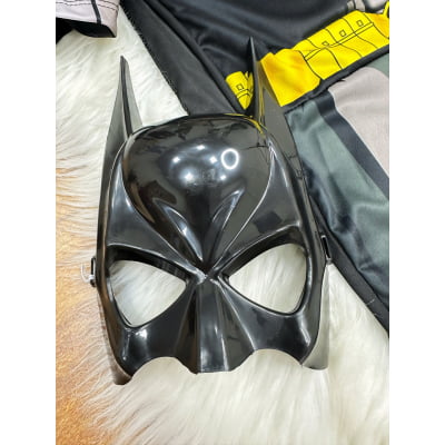 Fantasia Infantil Morcego Bat Preta Acompanha Máscara de E.V.A