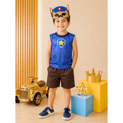 Fantasia Infantil Patrulha Azul Acompanha Máscara