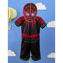 Fantasia Infantil Temática do Homem Aranha C/ Máscara