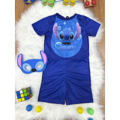 Fantasia Infantil Temática do Stitch Angel Lilo Azul C/ Máscara