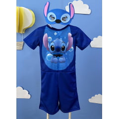 Fantasia Infantil Temática do Stitch Angel Lilo Azul C/ Máscara
