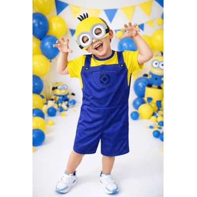 Fantasia Infantil Temática Amarela Boneco Com Máscara